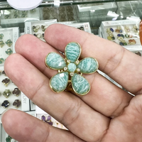 E033 bague vintage en prehnite avec pierres précieuses bague plaquée or bague punk en cristal de quartz pour femmes et hommes vente en gros