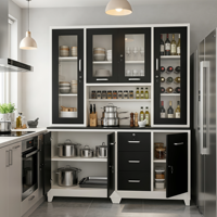 Meuble de rangement de cuisine avec porte, organisateur domestique, étagère de rangement, meuble de cuisine en métal mat avec tiroir