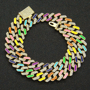 Exaggerated Personality Style Colorful Geometric Necklace Trendy Simple Alloy <b>Cuban</b> <b>Link</b> <b>Chain</b> Men's Necklaces Wholesale Jewelry - Product Image 1