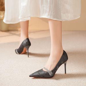 Zapatos de Tacón Alto con Punta Puntiaguda, Tacón de Aguja, Decoración de Diamantes de Imitación, Estampado, Estilo Mary Jane, Tendencia de Moda, Elegantes para Uso Diario - Product Image 3