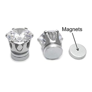 Orecchini Clip Orecchini Magnetici Non-Piercing - 3 Paia, Acciaio Inossidabile, CZ 6mm, Tondi/Quadri, Ipoallergenici Orecchino Magnetico Uomo