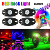 Mini lumière de roche LED RGB 9W, contrôle par application, 4 dosettes pour jeep tout-terrain, lumière de roche led multicolore, lumière de châssis tout-terrain pour UTV ATV
