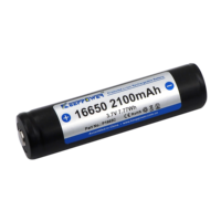 بطارية ليثيوم أيون قابلة لإعادة الشحن Keeppower 16650 بسعة 2100 مللي أمبير في الساعة طراز P1665C بديلة لـ 2*CR123A للمصباح التكتيكي، تدوم 500 دورة شحن