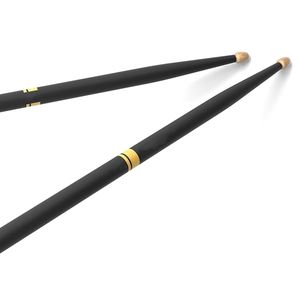 Negro Un par Rebound 5B Baquetas Agarre cómodo Hickory Wood Acorn Tip Drum Stick - Product Image 1