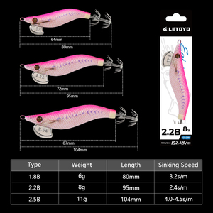 Letoyo 1.8 #2.2 #2.5 # dạ quang mực Jig Egi mực Jig BBK Lưỡi Câu Cá bạch tuộc yamashita - Product Image 4