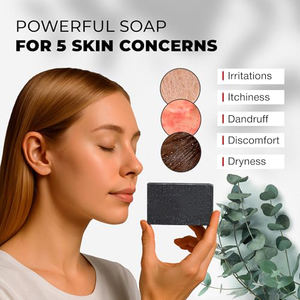 Jabón Natural 4 en 1 de Carbón Vegetal para Hombre, Multiusos: Lavado de Barba, Champú, Jabón Corporal y Jabón para Afeitar con Eucalipto y Árbol de Té - Product Image 3