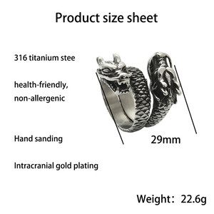 Men's Dragon <b>Ring</b> <b>Titanium</b> Steel Silver Retro Punk Style Animal Shape Jewelry Gift 26062 - Product Image 4