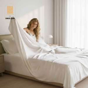 Draps en viscose de bambou 100% imprimés ultra doux et rafraîchissants, taille Queen, 4 pièces, luxe hôtelier, 400TC, poche profonde - Product Image 3