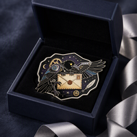 Broche personnalisée Steampunk Corbeau Émail, Épingle de revers, Badge pour costume, blazer, cadeau