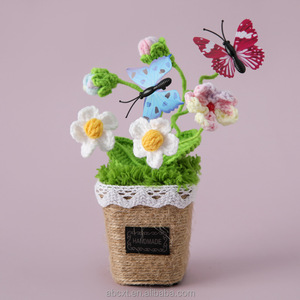 Main Tricoté Artificiel En <span class=keywords><strong>Pot</strong></span> Tournesol Fraise Lapin Mignon Crochet <span class=keywords><strong>Pot</strong></span> Plante pour La Maison Fête Des Mères Pâques Halloween - Product Image 3