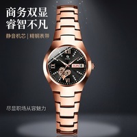 Nouvelle montre à quartz unisexe élégante en alliage de 20 mm avec aiguilles couleur acier inoxydable, double date, aiguilles lumineuses, version étanche améliorée