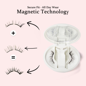 Ensemble de faux cils 3D magnétiques souples faits à <span class=keywords><strong>la</strong></span> main, qualité OEM, vente en gros, sans colle, faciles à poser et à enlever, légers et réutilisables - Product Image 1