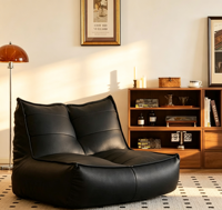Moderner Leder-Polster-Sitzsack mit Schwammfüllung, ergonomisches Sofa für Wohnzimmer, Villa, Hotel, Apartment