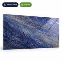 Dalle de porcelaine Artistic Dream Jewel Blue Sintered Stone 1600x3200mm, texture marbre bleu exotique, pour mur d'accentuation intérieur de luxe