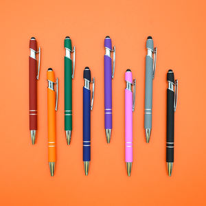Stylo à bille en aluminium promotionnel le moins cher avec écran tactile en caoutchouc souple, logo personnalisé bon marché pour télé<span class=keywords><strong>phone</strong></span>, stylo à bille - Product Image 6