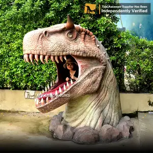 Satılık My Dino gerçekçi fiberglas dinozor kafası Allosaurus fotoğraf çekmek için