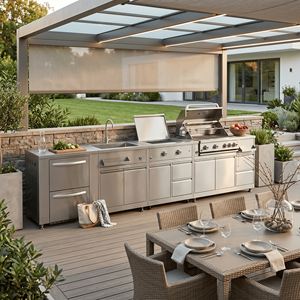 Custom Garden 304 Stainless Steel Outdoor Kitchen Patio <strong>BBQ</strong> Grill Modular Outdoor Kitchen for Dining and Mall Use with Sink - Product Image 2
