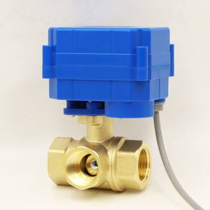 Vanne à bille électrique miniature en laiton DN15, horizontale, trois voies, actionneur 5V-24V-220V, OEM personnalisable, bouchon papillon pour l'eau - Product Image 1