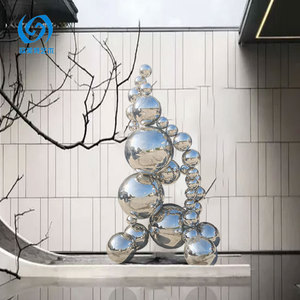 Stainless Steel Mirror Ball Sculpture 950*650*1620mm Irregular Outdoor Garden Ornament - Product Image 2