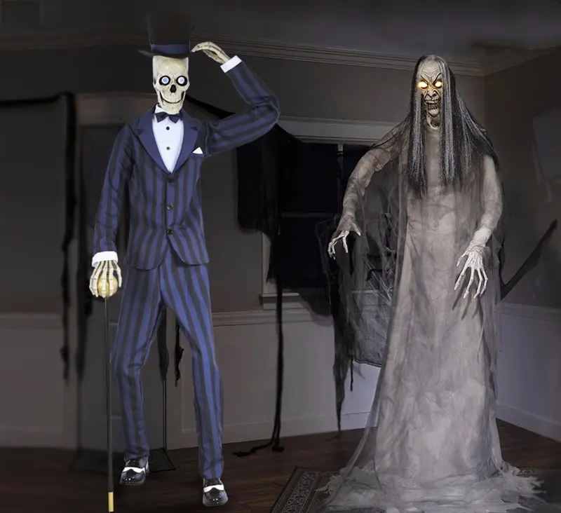 Figura de Anime eléctrica de tamaño real, accesorios de decoración de Casa de caza, fantasma iluminado grande, Halloween con sonidos y movimiento