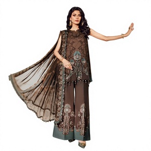 Vestido midi elegante y moderno para mujer, con lentejuelas y bordados, estilo India-Pakistán, ideal para bodas. - Product Image 1