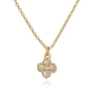 Collier en cuivre léger et luxueux avec zircon, trèfle à quatre <span class=keywords><strong>feuilles</strong></span>, collier pour femmes, chaîne en bambou exquise, <span class=keywords><strong>pendentif</strong></span> clavicule, plaqué <span class=keywords><strong>or</strong></span> 18 carats - Product Image 4