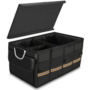 Auto durable collapsible cargo storage car trunk organizer and SUV car boot organizer with slip bottom to prevent sliding