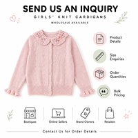 T-shirt à manches longues en tricot avec col crocheté personnalisé pour filles, cardigan en maille pour tout-petits, haut pour enfants, vente en gros OEM ODM