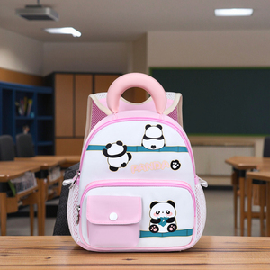 Sac à dos pour enfants unisexe, design mignon de <span class=keywords><strong>panda</strong></span> de dessin animé, grande capacité, fermeture à glissière, doublure en polyester, imperméable, sac d'école - Product Image 1