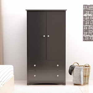 Nouveau Design <span class=keywords><strong>armoire</strong></span> en bois noir moderne meubles de chambre à coucher <span class=keywords><strong>armoire</strong></span> placard <span class=keywords><strong>avec</strong></span> 2 portes et 2 tiroirs - Product Image 2