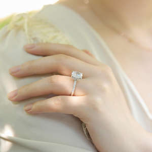 OAHLAN 3CT taglio ovale Moissanite oro placcato 925 argento Sterling anelli di fidanzamento promessa fedi nuziali da donna - Product Image 6