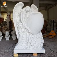 MILY Marbre Blanc Européen Tombé Pleurant Ange Statue Pierre Tombale Pierre Tombale Monuments pour Cimetière