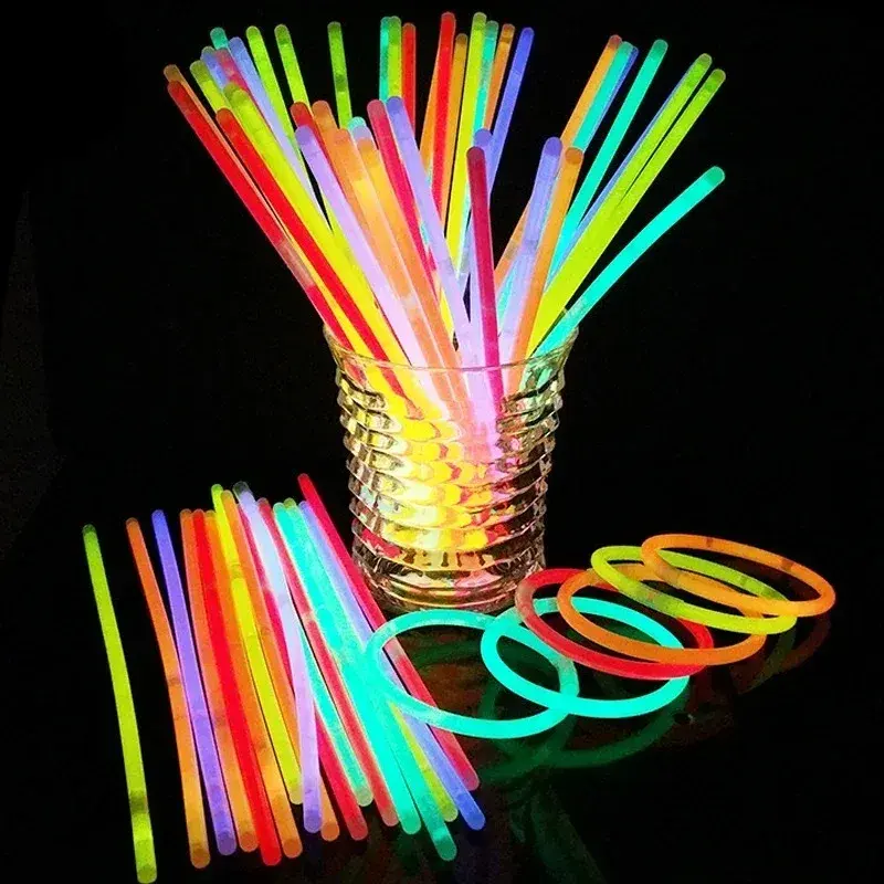 1 Uds. Palos fluorescentes para fiestas que brillan en la oscuridad Diy haciendo pulseras collar palos coloridos decoración de boda de Navidad