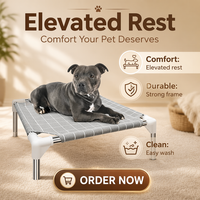 Vente en gros de lits pour animaux de compagnie en tissu à double couche avec cadre en fer rectangulaire moderne, durables, antidérapants, imperméables et ventilés