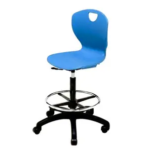 可调式多功能实验室塑料座椅，带五星镀铬基地学校学生椅子