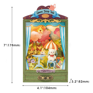 Kit de puzzle 3D en bois DIY : Boîte de thé <span class=keywords><strong>miniature</strong></span>, Théâtre <span class=keywords><strong>miniature</strong></span>, Coin lecture 'Sweetie' de l'ours avec tiroir, Cadeau - Product Image 5