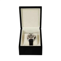 Boîte à montre automatique en bois noir brillant écologique avec logo personnalisé pour le rangement et la présentation de montres
