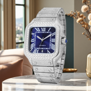 Reloj OEM para Hombre VVS1 Moissanite, Reloj de Pulsera Cuadrado de 40 mm, Resistente al Agua 50 m, Fecha Automática, Estilo Hip Hop, Joyería Brillante - Product Image 1
