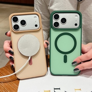 Simple contrast colors TPU PC magnetic frosted phone <b>case</b> matte mobile back cover for <b>iPhone</b> 11pro 12 13 14 15plus 16 17 - Product Image 4