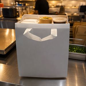 Sac à emporter non tissé de qualité alimentaire, thermosoudé, à fond incliné, avec logo personnalisé, réutilisable, pour restaurants, tailles S, M, L, vente en gros - Product Image 6