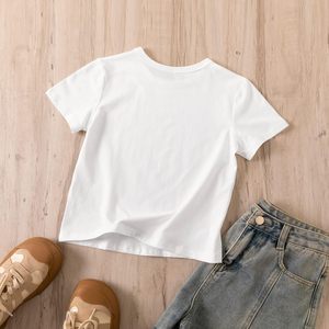 FOXA Girls <b>Crop</b> <b>Top</b> Short Sleeve Cotton Breathable Leisure <b>Tops</b> - Product Image 2