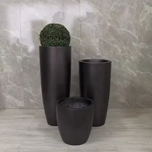 Green Black White Flower pot Fiberglass planter Chinese Style Garden Home