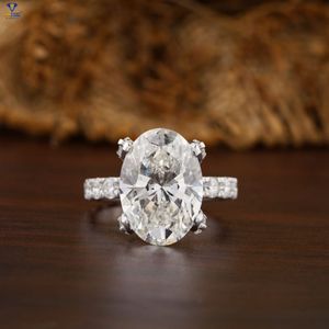 Anillo de diamante 10,46 TDW con corte ovalado y redondo Banda de oro blanco de 18 quilates HPHT/CVD Labstone Jewelry - Product Image 1