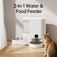 Distributeur d'eau et de nourriture intelligent tout-en-un 2-en-1 pour animaux de compagnie avec moniteur vidéo, capacité 4L/3L, alimentation automatique, construction en plastique pour chats