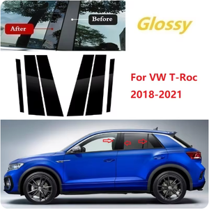 Ajustement pour <span class=keywords><strong>Volkswagen</strong></span> VW <span class=keywords><strong>T</strong></span>-<span class=keywords><strong>ROC</strong></span> 2018-2024 décoration de fenêtre de voiture couverture de cadre de porte de voiture noir brillant colonne centrale autocollant <span class=keywords><strong>accessoires</strong></span> - Product Image 2