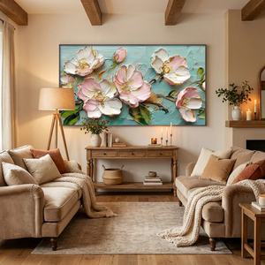 Pintura al Óleo sobre Lienzo de Peonía Acuática, Pintada a Mano, Texturizada, Grande, Decoración de Pared para Sala de Estar y Dormitorio, Venta al Por Mayor - Product Image 1