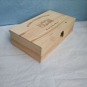 Boîte à vin en bois personnalisée pour deux bouteilles de 250 ml, emballage cadeau rectangulaire pour boissons alcoolisées, joints à mortaise et tenon - Product Image 2