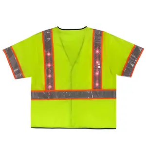 kundenspezifisches logo straßenverkehrsarbeiter stropdenweste leuchtende baujacke bergleute reflektierende sicherheitsweste mit led-licht