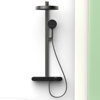 Ensemble de douche de robinets thermostatiques modernes en laiton gris pistolet avec noyau de valve en céramique, montage mural, pulvérisation douce pressurisée à une poignée