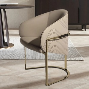 <span class=keywords><strong>Chaise</strong></span> de salle à manger moderne et élégante en cuir <span class=keywords><strong>microfibre</strong></span> <span class=keywords><strong>beige</strong></span> avec base en acier inoxydable - Product Image 5
